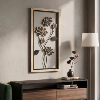 Zdjęcie produktu dla Panel dekoracyjny 3D z czarnego metalu z ramą 30x2,5x60 cm