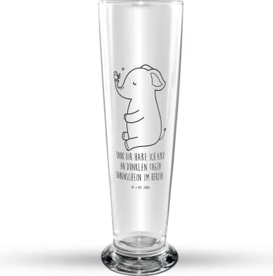 Produktbild von Mr. & Mrs. Panda Bierglas Elefant Biene - Transparent - Geschenk, Glasbecher, Lustige Sprüche, Bierbecher, Liebe, Jahrestag, Bier Glas, Liebesspruch, Hochzeitsgeschenk