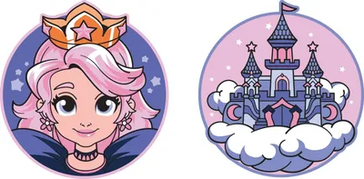 Produktbild von Schneiders Schulranzen-Zubehör Patches Set 2 teilig Princess + Castle mehrfarbig