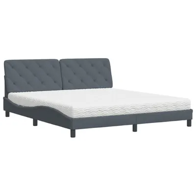 Produktbild von Bett mit Matratze Dunkelgrau 180x200 cm Samt