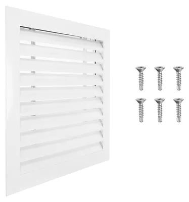 Wandventilationsgitter 45x45 cm, Alu, mit Edelstahlsieb, weiß