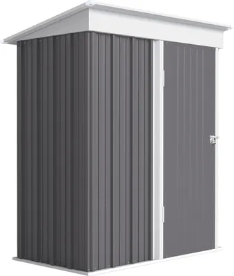 Produktbild von Gartenschuppen,Outdoor-GeräteschuppenausWellstahl,Wanddesign,verstellbareRegalböden,verschließbareTür,Grau