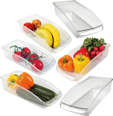 Produktbild von Kühlschrank - Behälter "6 Stück" ( 33 x 15 x 8cm ) Kühlschrankbox Spülmaschinengeeignet - Hochwertige Aufbewahrungsbox mit Griff für die Küche
