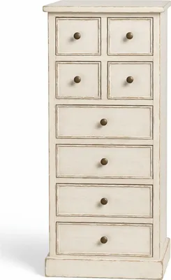 Obrázek produktu pro Casa Padrino venkovský styl shabby chic komoda z masivního dřeva s 8 zásuvkami antická bílá v. 122 cm