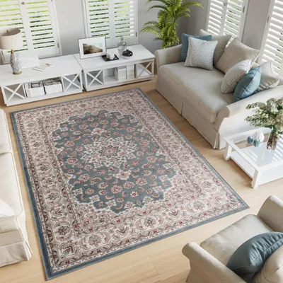 Produktbild von Tapiso Teppich COLORADO Klassisch Blau Creme  200 x 300 cm