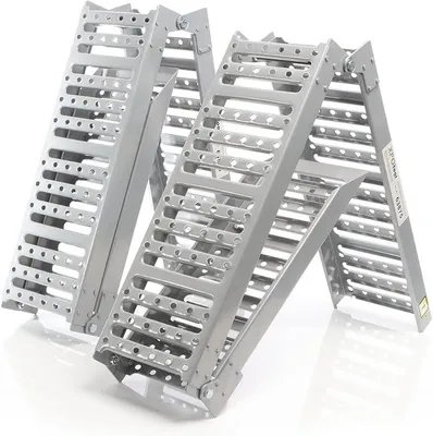 Produktbild von 2X Auffahrrampe max. 800 kg 3-Fach klappbar 195,5 cm für Motorrad ATV Quad, Stahl Auffahrschiene faltbar, Verladerampe rutschsicher