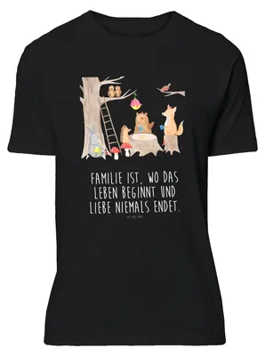 Produktbild von Mr. & Mrs. Panda S T-Shirt Waldtiere Picknick - Schwarz - Geschenk, Lustiges, Lustige Sprüche, Eichhörnchen, Igel, Shirt, Wald, oberteil, Tshirt, Hase, Fuchs