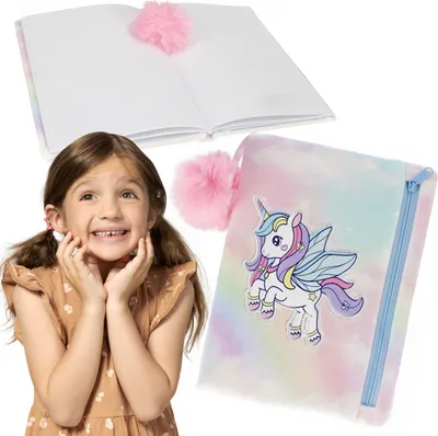 Produktbild von Einhorn Notizbuch/Plüsch Tagebuch A5/64k mit Federtasche