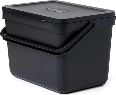 Immagine prodotto di Contenitore per rifiuti da cucina - Contenitore per compostaggio dei rifiuti organici (FORSU) - Per la raccolta differenziata - Realizzato con materiali riciclati - 6 litri - Nero