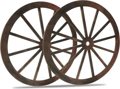 Produktbild von Famanu Set aus 2 Holz-Trolleys mit dekorativem Rad - 30 cm, Vintage-Stil