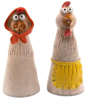 Image de Omgoods - Ensemble de 2 figurines en céramique pour jardin, représentant des poulets