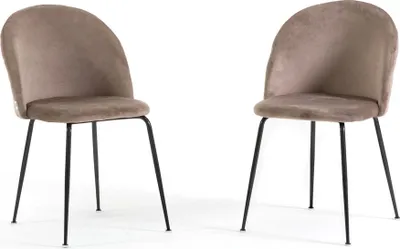 Immagine prodotto di Set di 2 sedie da pranzo imbottite, gambe in metallo, design elegante per cucina, sala da pranzo, bar e ristoranti SARA - grigio tortora/grigio scuro