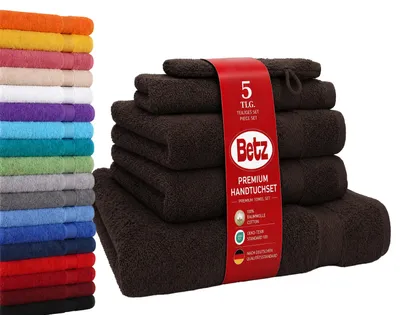 Produktbild von Betz 5-tlg. Handtuch-Set PREMIUM 1 Duschtuch 2 Handtücher 1 Gästetuch 1 Waschhandschuh  Farbe: dunkelbraun