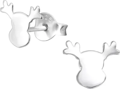 Produktbild von Kinder Ohrringe Ohrstecker 925 Sterling Silber mit Rentierkopf