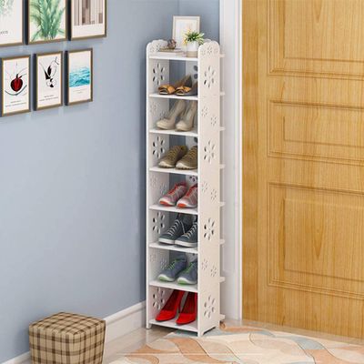 Schuhregal Schuhschrank 8 Ebenen, 111cm Weiß platzsparend Schuhständer Schuhkommode Schuh-Organizer,8-stöckig Regalwürfel Standregal Aufbewahrung Deko