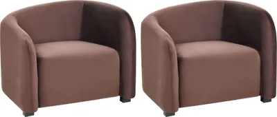 Obrázok produktu pre BELIANI, dvojposadový kreslo, tmavohnedá farba, zamatová potiahnutie, čalúnené, zakrivené operadlo s podrúčkami. Elegantné, moderné, zakrivené dizajnové kreslo vhodné do obývačky