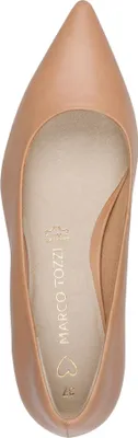 Productafbeelding van MARCO TOZZI Dames pumps van leer met Queenie-hak, modelnummer: 2-22331-44, maat: 37 EU, kleur: bruin