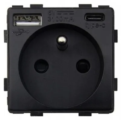Produktbild von eLumos Einzelsteckdose mit USB A+C Schwarz