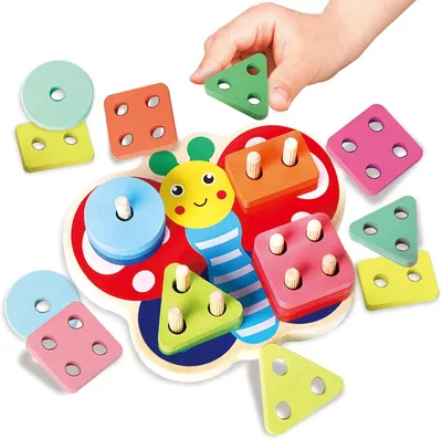 Produktbild von Dr. MUYA Montessori-Spielzeug, ab 1 Jahr – Kinderspielzeug ab 1 Jahr – Holz-Sortierspielzeug – Motorikspielzeug