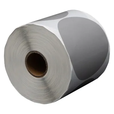 Produktbild von 500 runde Etiketten Silber 80 mm auf Rolle - Verschlusssiegel - Markierungspunkte - Blanko-Rundaufkleber - DULA