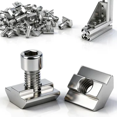 Image de Lot de 60 écrous en T pour profilés en aluminium, modèle M8