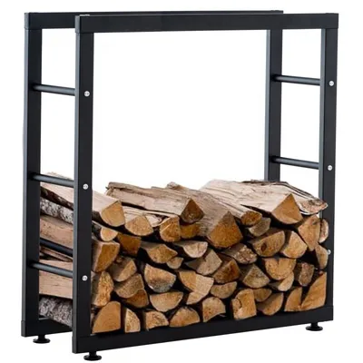 Produktbild von CLP Kaminholzständer Keri V2 schwarz 25x80x100 cm