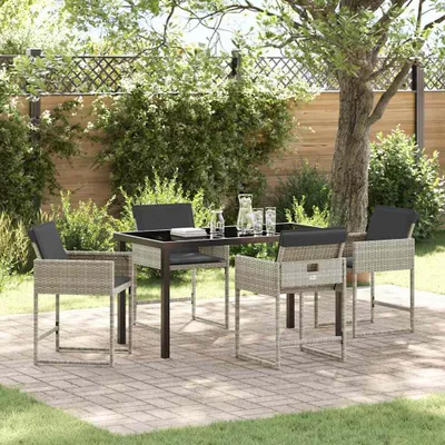 Image de Maison Exclusive - Ensemble de jardin 5 pièces gris clair en polyrotin