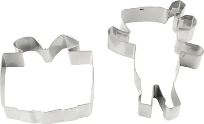 Produktbild von Dr. Oetker Ausstecher -Set "Maus & Geschenk" DieMaus, Maus- & Geschenk-Formen, Ausstechformen aus hochwertigen Edelstahl, langlebige Ausstecher (Farbe: Silber), Menge: 1 x 2er Set
