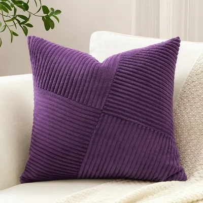 Productafbeelding van Kussensloop, corduroy, streepmotief, paars, 50x50 cm, 1 stuk