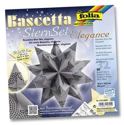Produktbild von folia Bastelset Bascetta Stern Ø30cm 90g/m² anthrazit 19,5x19,5cm 32 Blatt