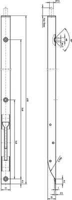 Produktbild von Türkantriegel U-Gehäuse mit Klapphebel, 400 x 17 x 15 mm, Hub 15, Edelstahl