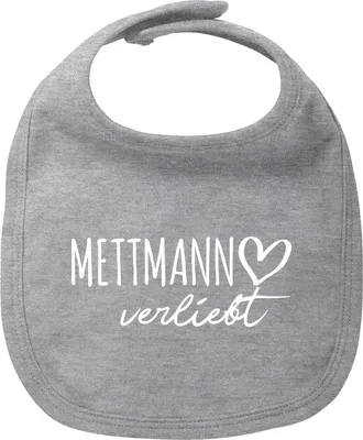 Produktbild von Huuraa Baby Lätzchen Mettmann verliebt Heather Grey Klettverschluss  Baumwolle Latz Geschenkidee