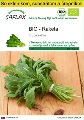 Obrázok produktu pre SAFLAX Kultivačný set - BIO - Raketa - Eruca sativa - 3000 Semená - S mini skleníkom, pestovateľským substrátom a 2 črepníkmi