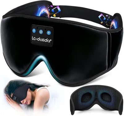Produktbild von LC-Dolida 3D Schlafmaske Kopfhörer, Bluetooth V5.4, Frauen, Männer, atmungsaktiv, waschbares Baumwollauge-Mikrofon, Reisen, Nickerchen, Yoga, Meditati