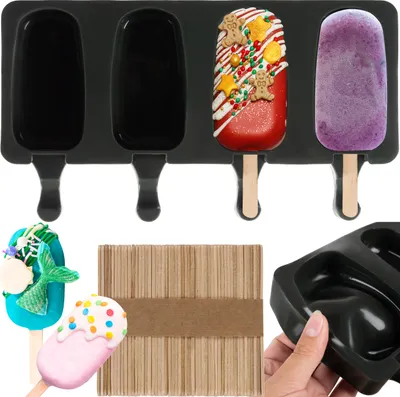 Obrázok produktu pre Silikónové formy na zmrzlinu sada 4 ks 50 zmrzlinových tyčiniek Domáce nanuky Ovocný sorbet Jogurtová zmrzlina Smoothie 20990