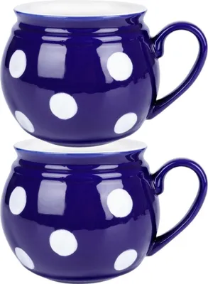 Immagine prodotto di Orion | Set di tazze da caffe - 850 Ml - Blu con puntini bianchi - 2 pezzi - Lavabile in lavastoviglie - Vetroceramica