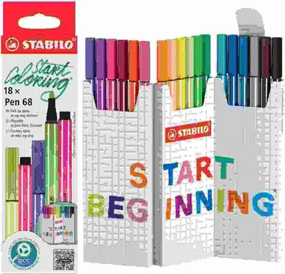 Obrázek produktu pro STABILO Pen 68, Střední, 18 barva/barev, Vícebarevný, 1 mm, Kulatý, 24 h