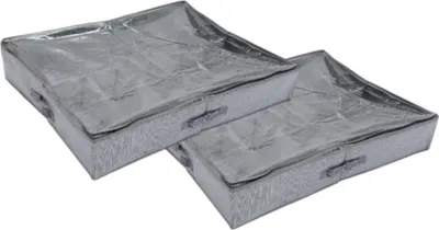Immagine prodotto di Contenitore per scarpe sotto il letto – 2 pezzi – Grigio chiaro – Spazio per 16 paia di scarpe – Pratico organizer per scarpe