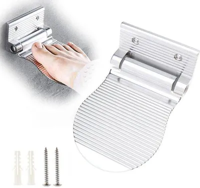 Imagen del producto de Reposapiés para baño y ducha - aluminio - Pedal abatible para apoyar los pies - Soporte para las piernas - Reposapiés para pedicura - Soporte para pedicura - Cuidado de pies - plateado