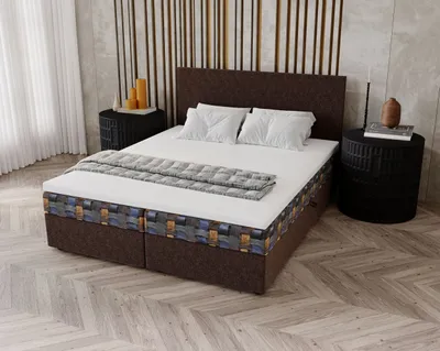 Obrázok produktu pre Čalúnená posteľ 140x200 OTILIE 2 s úložným priestorom - svetlo hnedá + vzor
