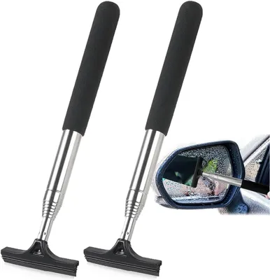 Imagen del producto de Juego de raspadores para ventanas, de 2 piezas, con mango telescópico, para coche y baño