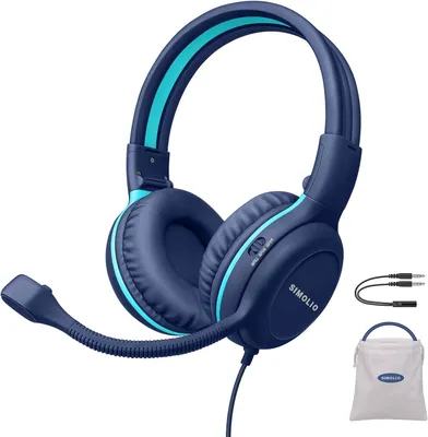 Produktbild von Over-Ear Kopfhörer, mit Mikrofon, On-Ear-Kinder Kopfhörer mit Mikrofon für Schüler, Gaming Kopfhörer mit Mikrofon, Audio-Sharing Sicherer Gehörschutz