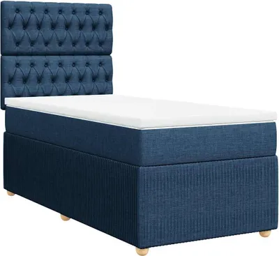 Produktbild von vidaXL Boxspringbett mit Matratze Blau 90x200 cm Stoff
