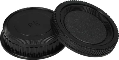 Produktbild von vhbw Objektivdeckel-Set kompatibel mit Pentax K-01, *istD, K-30, K20D, K-5, K-50, K10D, K200D, K100D, K-500 Kamera - Rück- und Gehäusedeckel Schwarz