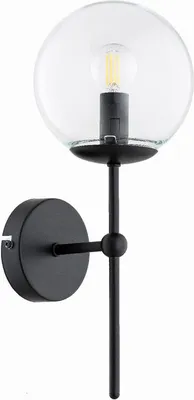 Obrázok produktu pre Nástenná lampa SEBIA čierno-priehľadná 1xE14x10W kov rozmery: 35x15x18 cm IP20 Alfa
