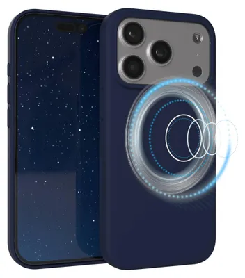 Produktbild von EAZY CASE Silikon MagSafe Handyhülle kompatibel mit Apple iPhone 17 Pro Hülle mit Kameraschutz, Silikonhülle, Schutzhülle Blau