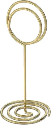 Image de Support métallique pour souvenirs - Support pour cartes de visite, photos et numéros de table - Design décoratif - Or - 3 x 3 x 8,5 cm - Métal, idéal pour les mariages et les fêtes