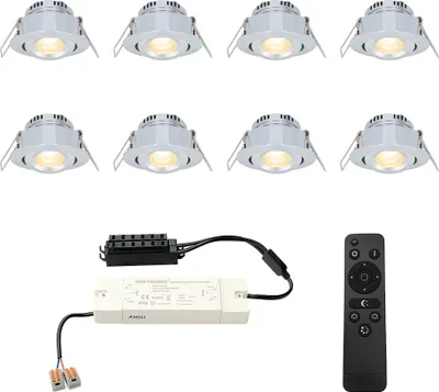 Produktbild von hoftronic LED Einbaustrahler 8x 3W 200lm 2700K IP44 Aluminium
