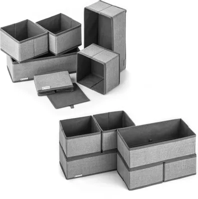 Produktbild von Navaris Aufbewahrungsboxen Organizer Ordnungssystem Stoffboxen - 12 Stück in verschiedenen Größen - für Kleiderschrank und Schubladen - faltbar