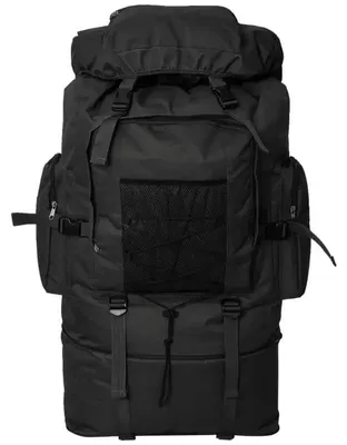 Produktbild von XXL Army Rucksack - 100 L Trekkingrucksack - Canvas - Wasserdicht - Viele Taschen - Schwarz